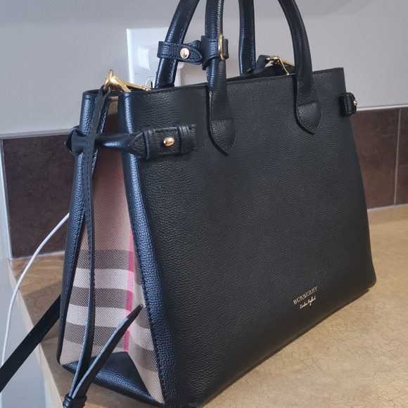 Black Burberry Banner Bag/Purse Medium - Picture 2 of 10
